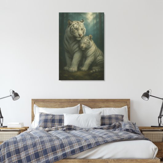 White Tiger – Guardian of Light – ManJiangHong Art Canvas Afdruk (Insitu (Slaapkamer))