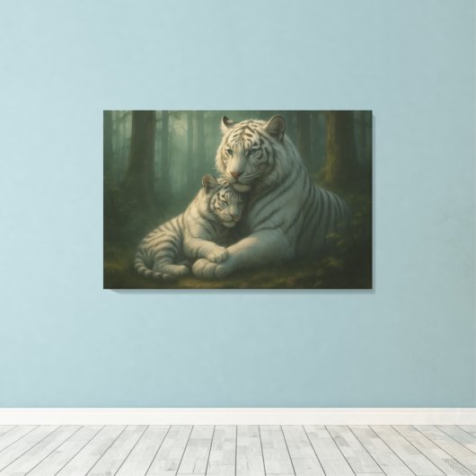 White Tiger – Guardian of Light – ManJiangHong Art Canvas Afdruk (Insitu (Houten vloer))