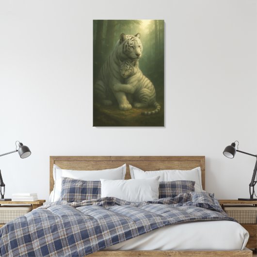 White Tiger – Guardian of Light – ManJiangHong Art Canvas Afdruk (Insitu (Slaapkamer))