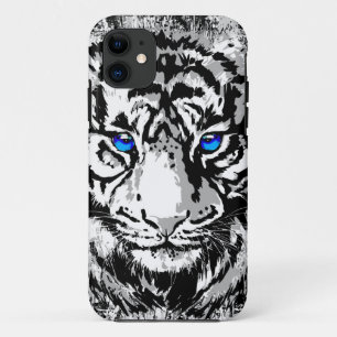 White Tiger Head - Blue Eyes - Tiger iPhone 11 Hoesje