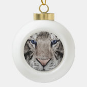 White Tiger Head Keramische Bal Ornament (Voorkant)