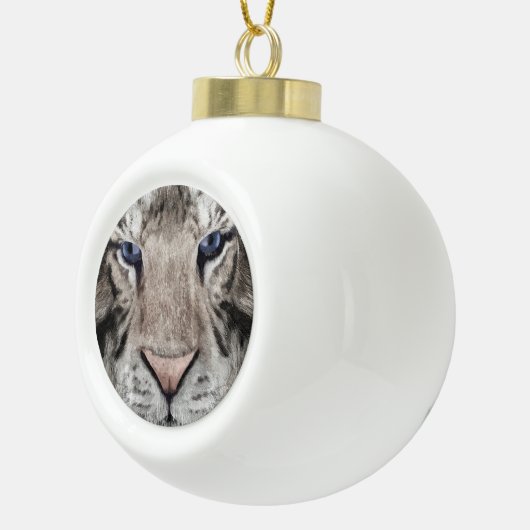 White Tiger Head Keramische Bal Ornament (Rechts)