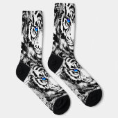White Tiger Head Socks - Tiger Socks Blue Eyes Sokken (Rechts)