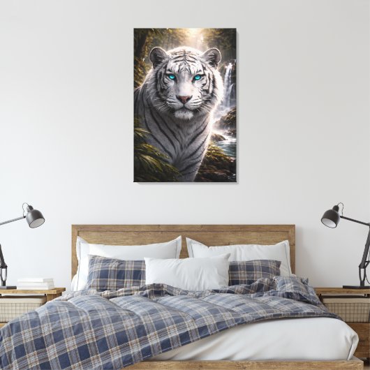 White Tiger in Motion – ManJiangHong Art Series Canvas Afdruk (Insitu (Slaapkamer))