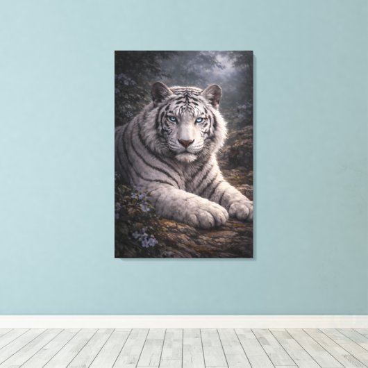 White Tiger in Motion – ManJiangHong Art Series Canvas Afdruk (Insitu (Houten vloer))