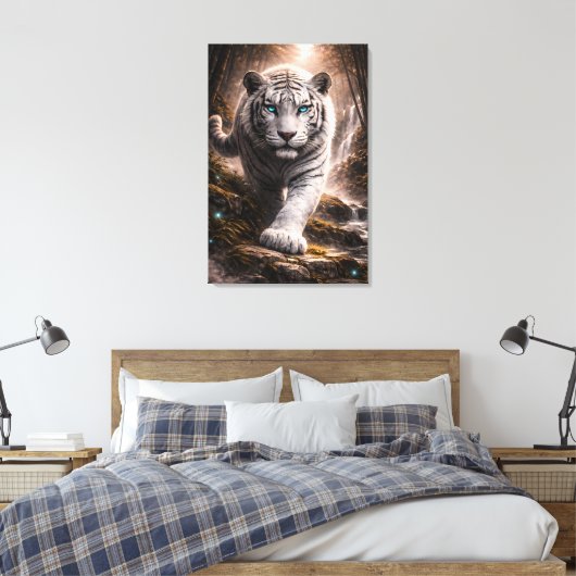 White Tiger in Motion – ManJiangHong Art Series Canvas Afdruk (Insitu (Slaapkamer))
