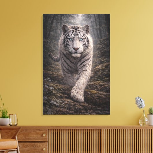 White Tiger in Motion – ManJiangHong Art Series Canvas Afdruk (Insitu (Woonkamer))