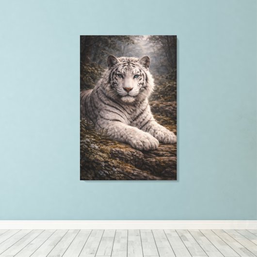 White Tiger in Motion – ManJiangHong Art Series Canvas Afdruk (Insitu (Houten vloer))
