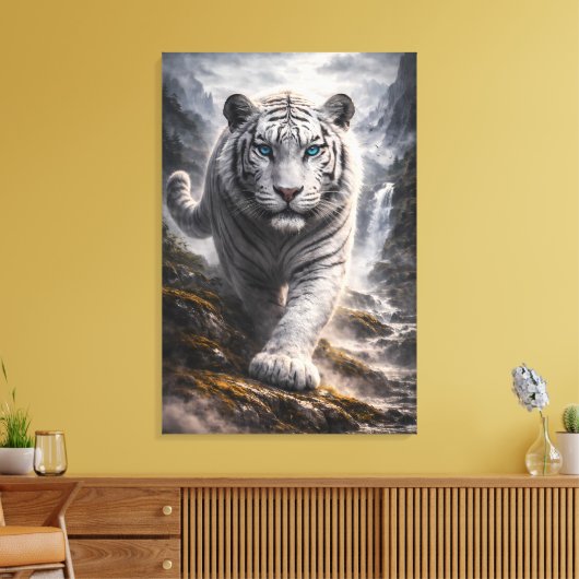 White Tiger in Motion – ManJiangHong Art Series Canvas Afdruk (Insitu (Woonkamer))