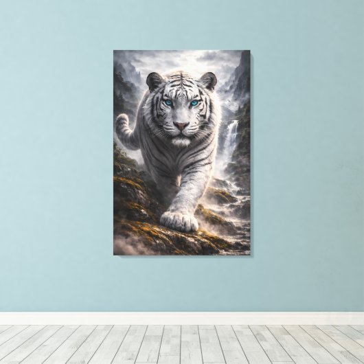 White Tiger in Motion – ManJiangHong Art Series Canvas Afdruk (Insitu (Houten vloer))