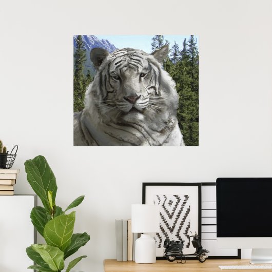 WHITE TIGER in zijn BOEST HABITAT Poster (Thuiskantoor)