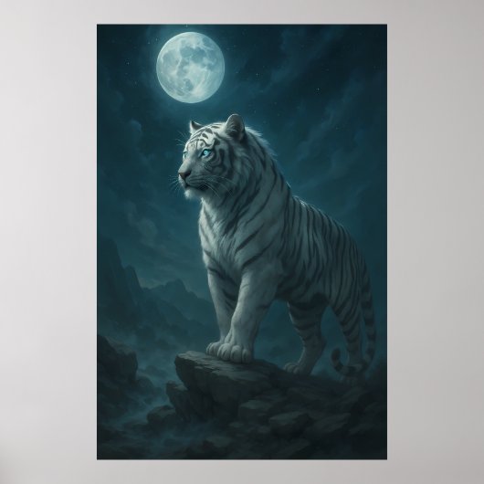 White Tiger – Moonlit Mystical Scene | ManJiangHon Poster (Voorkant)