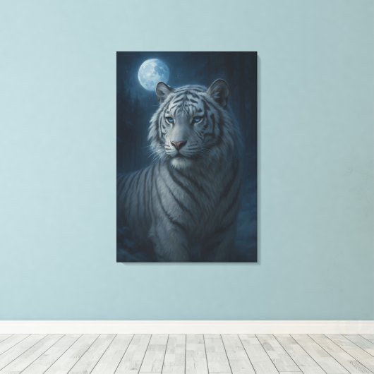 White Tiger – Mystical Fantasy Portrait – ManJiang Canvas Afdruk (Insitu (Houten vloer))