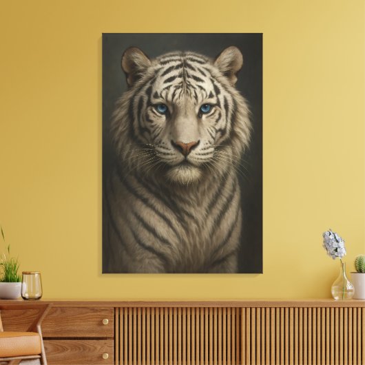 White Tiger – Mystical Fantasy Portrait – ManJiang Canvas Afdruk (Insitu (Woonkamer))