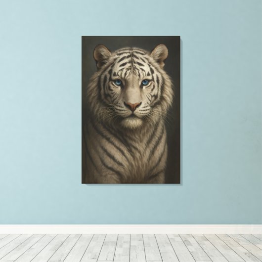 White Tiger – Mystical Fantasy Portrait – ManJiang Canvas Afdruk (Insitu (Houten vloer))
