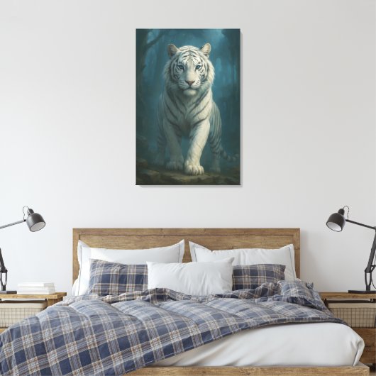 White Tiger – Mystical Fantasy Portrait – ManJiang Canvas Afdruk (Insitu (Slaapkamer))