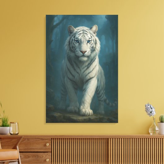 White Tiger – Mystical Fantasy Portrait – ManJiang Canvas Afdruk (Insitu (Woonkamer))