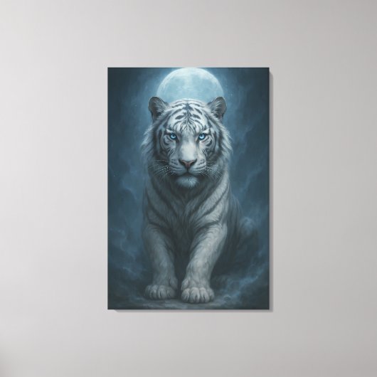 White Tiger – Mystical Fantasy Portrait – ManJiang Canvas Afdruk (Voorkant)