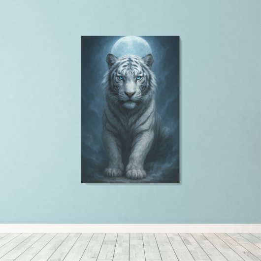 White Tiger – Mystical Fantasy Portrait – ManJiang Canvas Afdruk (Insitu (Houten vloer))