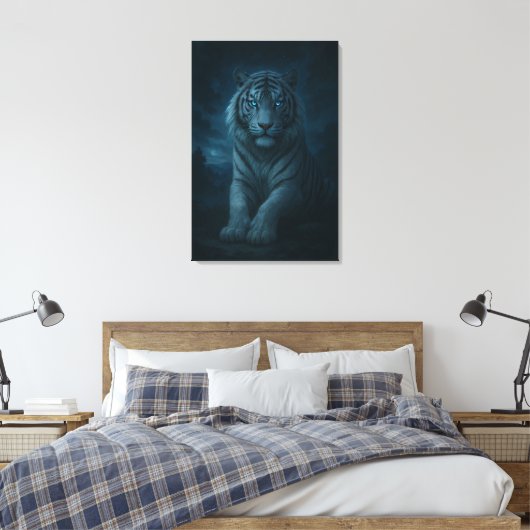 White Tiger – Mystical Fantasy Portrait – ManJiang Canvas Afdruk (Insitu (Slaapkamer))