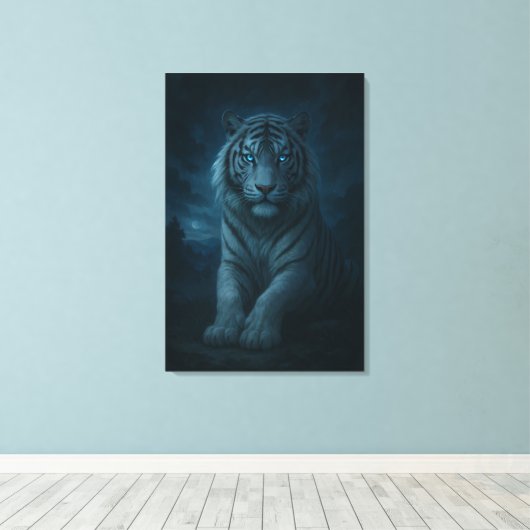 White Tiger – Mystical Fantasy Portrait – ManJiang Canvas Afdruk (Insitu (Houten vloer))