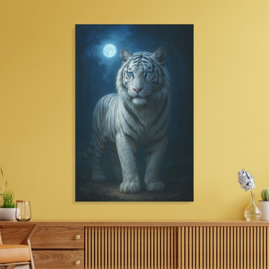 White Tiger – Mystical Fantasy Portrait – ManJiang Canvas Afdruk (Insitu (Woonkamer))
