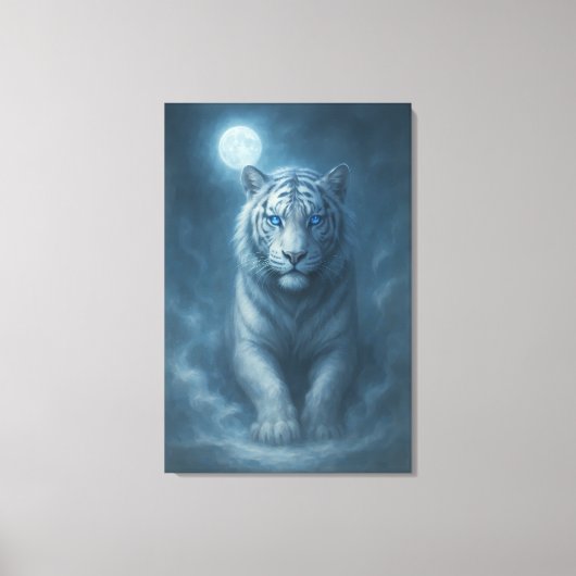 White Tiger – Mystical Fantasy Portrait – ManJiang Canvas Afdruk (Voorkant)