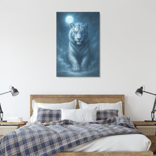 White Tiger – Mystical Fantasy Portrait – ManJiang Canvas Afdruk (Insitu (Slaapkamer))