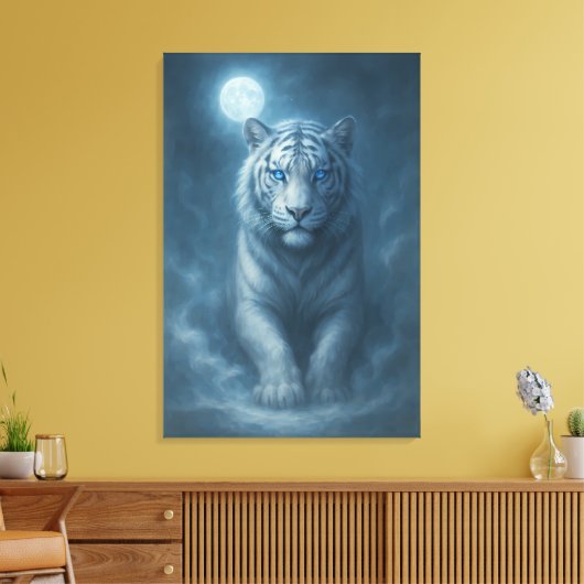 White Tiger – Mystical Fantasy Portrait – ManJiang Canvas Afdruk (Insitu (Woonkamer))
