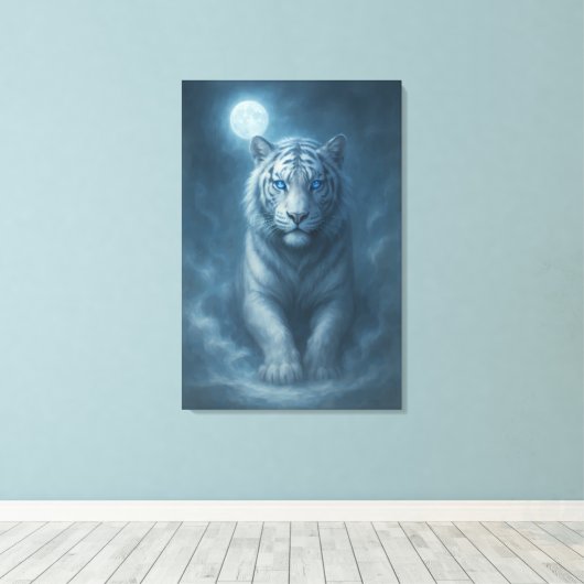 White Tiger – Mystical Fantasy Portrait – ManJiang Canvas Afdruk (Insitu (Houten vloer))