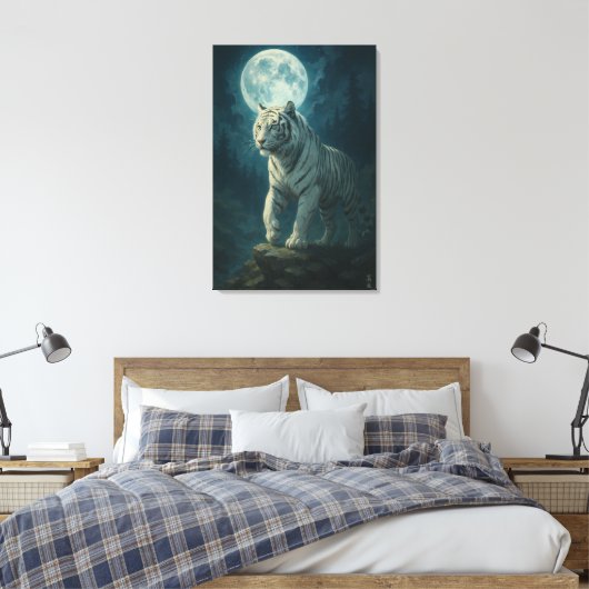 White Tiger – Mystical Fantasy Portrait – ManJiang Canvas Afdruk (Insitu (Slaapkamer))