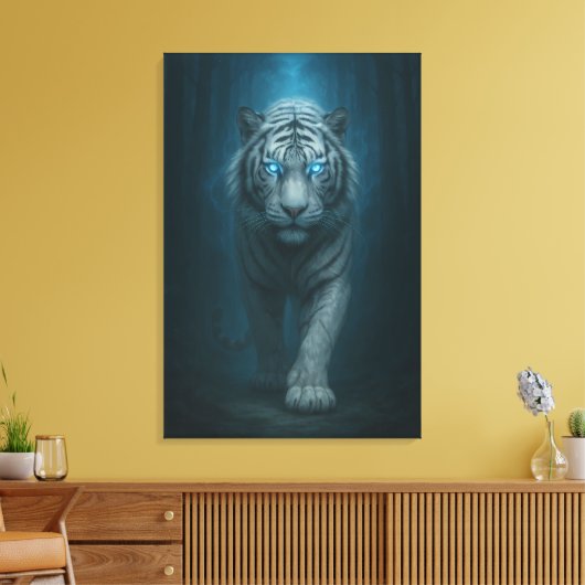 White Tiger – Mystical Fantasy Portrait – ManJiang Canvas Afdruk (Insitu (Woonkamer))
