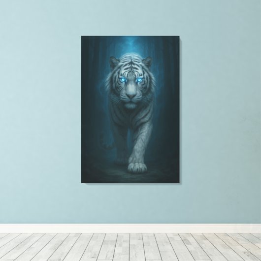 White Tiger – Mystical Fantasy Portrait – ManJiang Canvas Afdruk (Insitu (Houten vloer))
