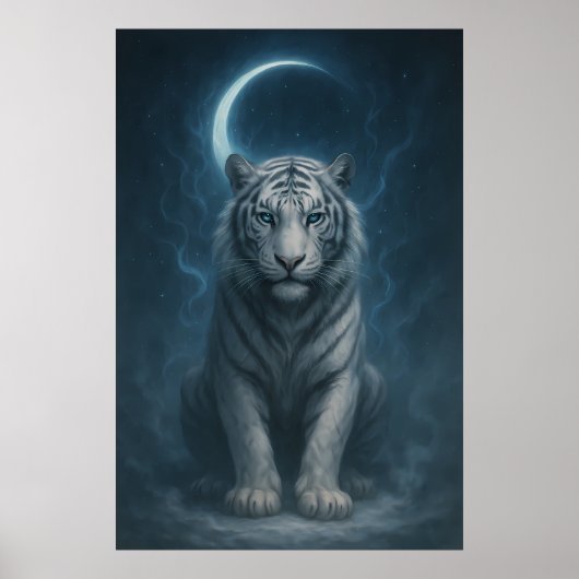 White Tiger – Mystical Fantasy Portrait – ManJiang Poster (Voorkant)