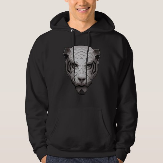 White Tiger Polygon Low Poly Tiger Face 2 Hoodie (Voorkant)