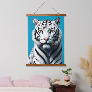 White Tiger Pop Art – Fierce & Kleurrijke Wild Cat Hangend Wandkleed