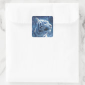 White Tiger Profile Under Starry Night Sky Vierkante Sticker (Tas)