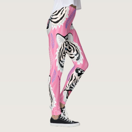 White Tiger Roar: Oerwoud regenwoudpatroon Leggings (Rechts)
