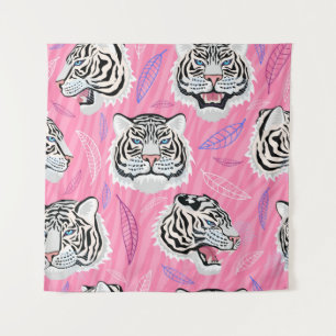 White Tiger Roar: Oerwoud regenwoudpatroon Wandkleed