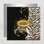 White Tiger skin Anniversaire fête Invitation (Devant / Derrière)