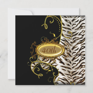 White Tiger skin Birthday party Invitation Kaart