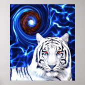 White Tiger Spirit Animal Blue Vortex Poster (Voorkant)