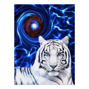 White Tiger Spirit Animal Vortex Glossy Poster Perfect Poster