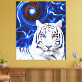 White Tiger Spirit Animal Vortex Stretched Canvas (Insitu (Woonkamer))