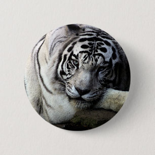 White Tiger Stare Ronde Button 5,7 Cm
