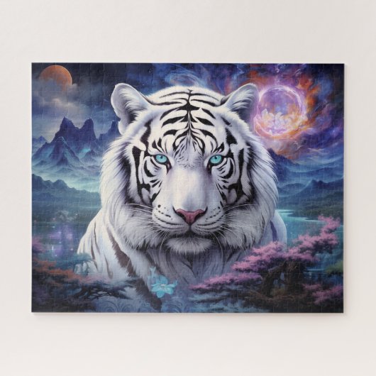 White Tiger Surreal Fantasy Kunst Legpuzzel (Horizontaal)