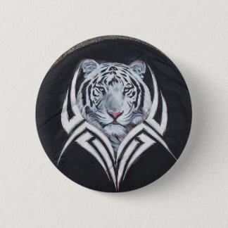White Tiger Tribal Ronde Button 5,7 Cm