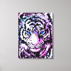 White Tiger Wrapped Canvas - Tijgerblauwe ogen Afdruk
