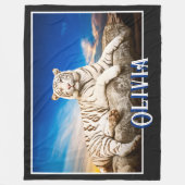 White Tigers Fleece Blanket Deken (Voorkant)