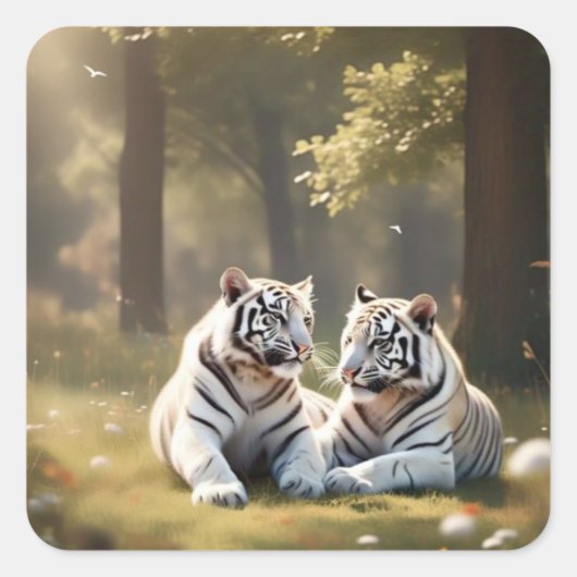 White Tigers Serenity – Minimal Wildlife Sticker (Devant)
